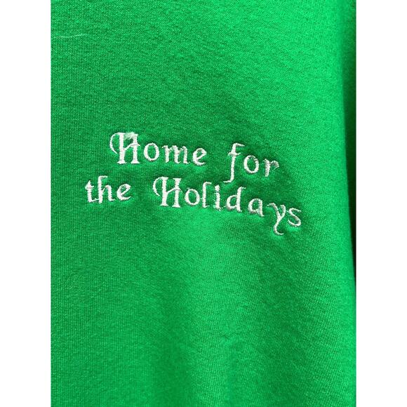 Gildan Sweatshirt Womens large green "Home for the Holidays" embroidered - Picture 3 of 5